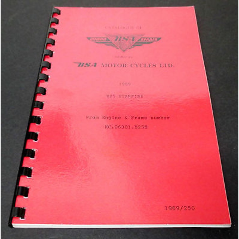 Replacement Parts Catalog manual mini book spares 1969 B25 Starfire 250