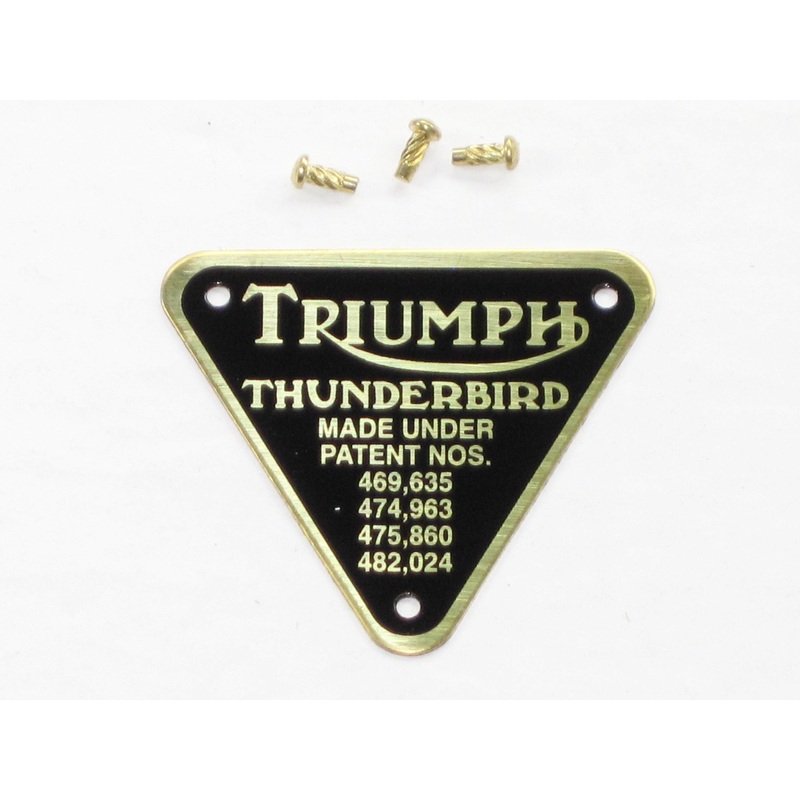 Triumph Thunderbird patent plate brass with rivet 6T