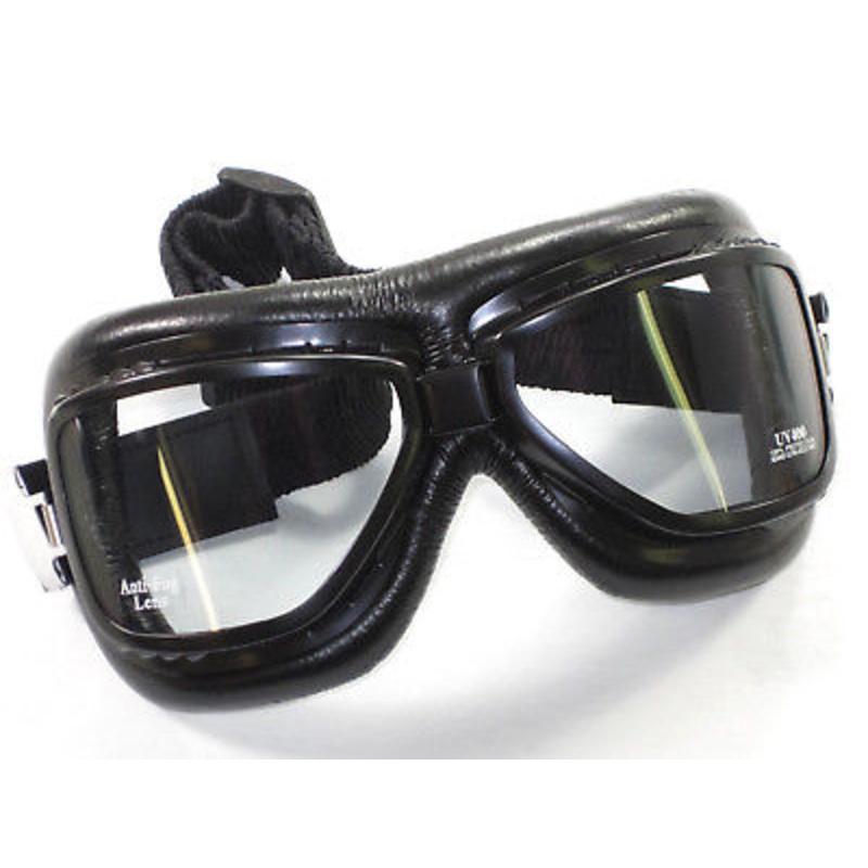Roadhawk Goggles black motorcycle classic style goggle set tinted non scratch