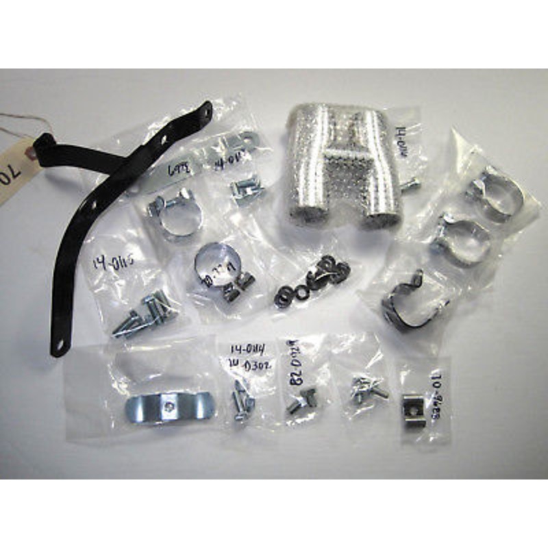 Set Triumph TR6C exhaust high pipe hardware bracket clip kit bolts clamps h piece