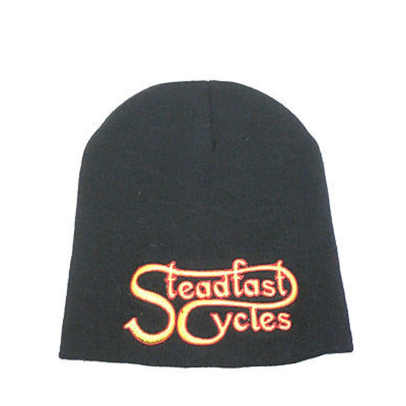 Steadfast Cycles logo Beany short black headsock embroidered cap beanie