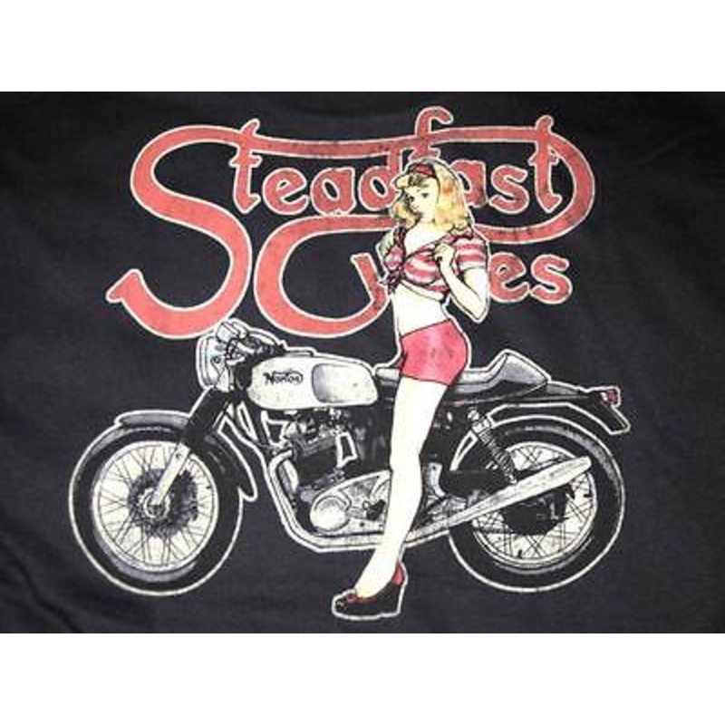 Steadfast Cycles Small shirt pinup girl Vintage Cafe Racer Mens classic British