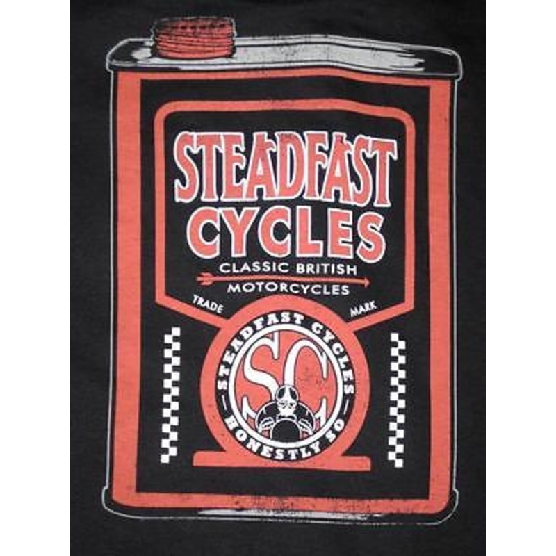 Steadfast Cycles XL shirt oil can Vintage English Cafe Racer motorcycle marvel