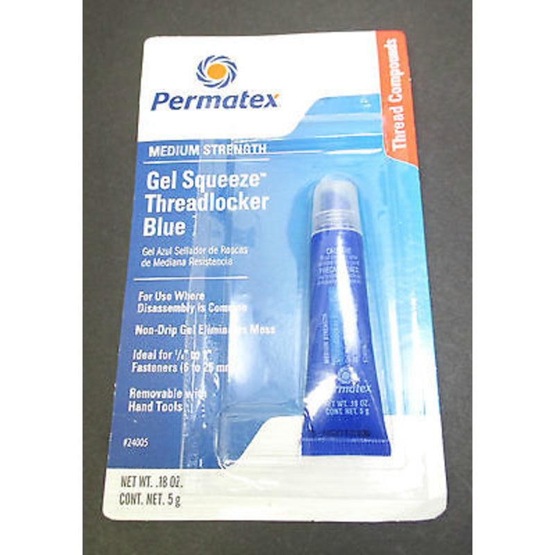Threadlocker Blue .18oz  .5g Permatex 24005 Medium Strength gel squeeze
