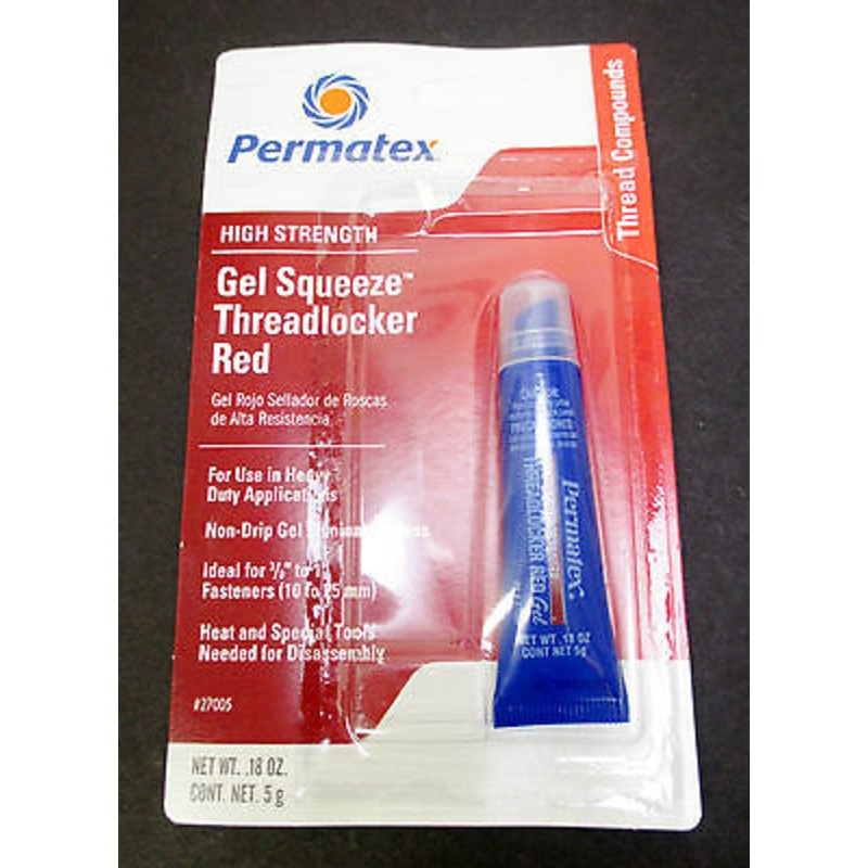 Threadlocker Red .18oz Permatex 27005 High Strength gel squeeze