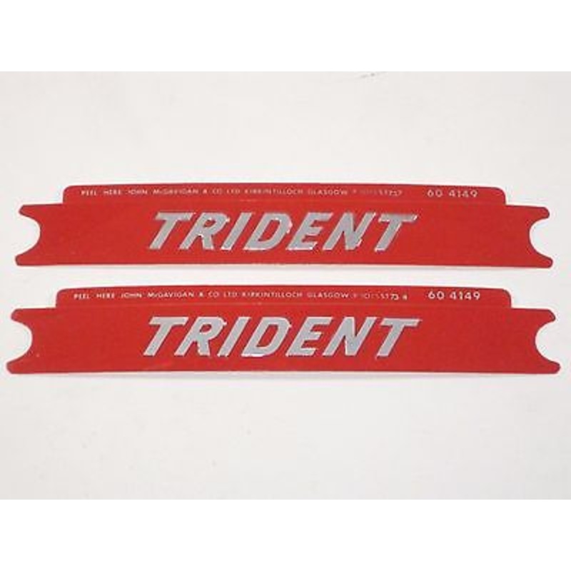 TRIDENT sidecover decal red Triumph side cover embossed sticker 60-4149