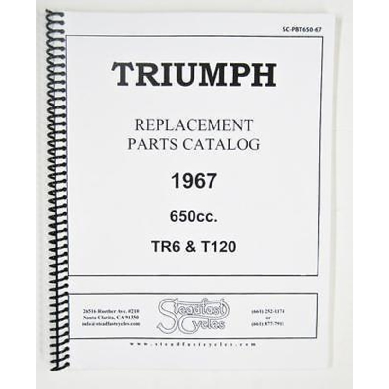 Triumph 1967 650 TR6 T120 Full Parts Book 8.5 x 11 Catalog
