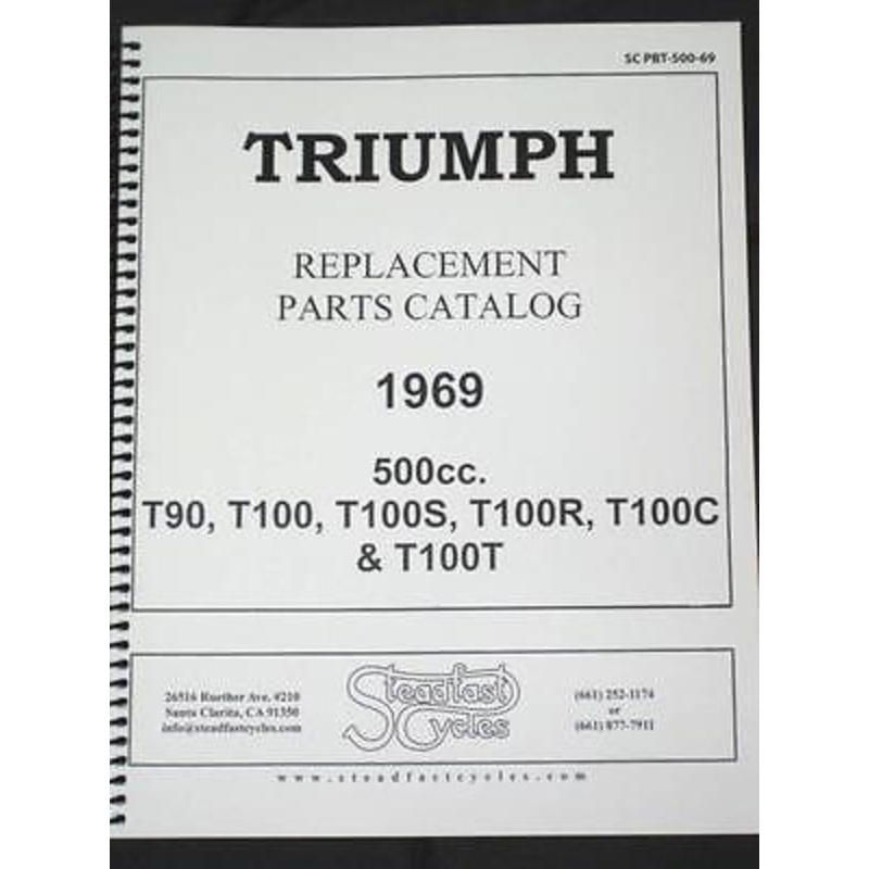Triumph 1969 500 full sized parts book T90 T100 69 8.5 x 11