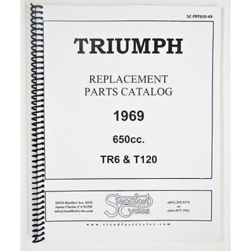 Triumph 1969 650 TR6 T120 Full Parts Book 8.5 x 11 Catalog