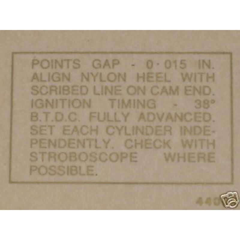 Triumph Norton BSA POINTS GAP BTDC vinyl decal transfer