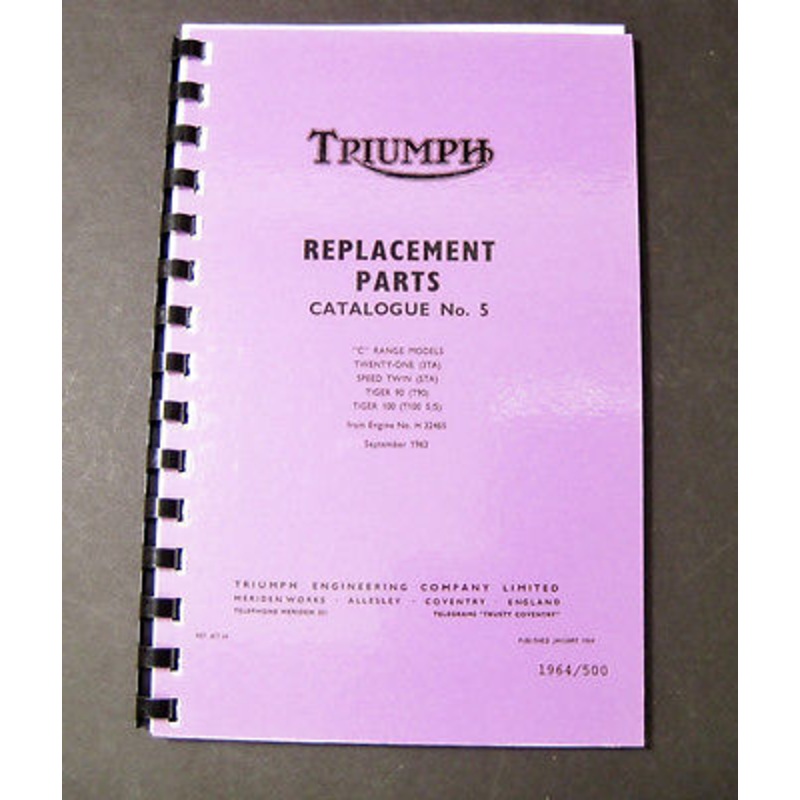 Triumph parts book 1964 500 twin C range 3TA 5TA T90 T100