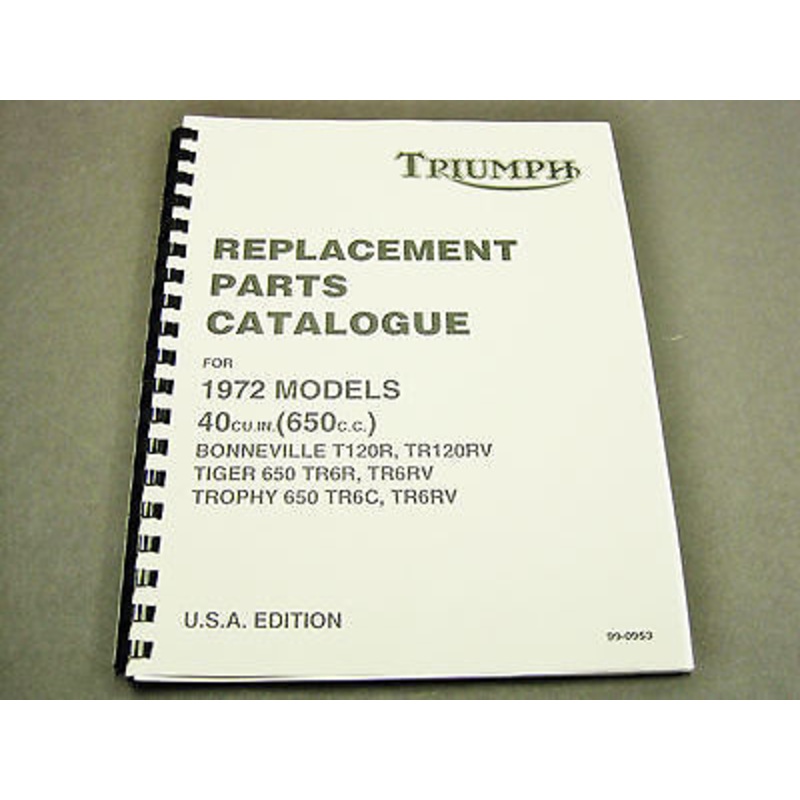 Triumph T120R TR6R TR6C Replacement Parts Catalogue manual book 1972 650 99-0953