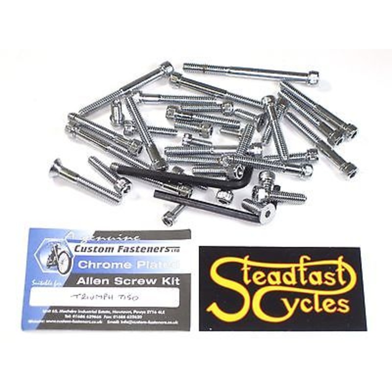 Triumph T150 Engine allen screw set 1969 to 74 Trident Triple chrome