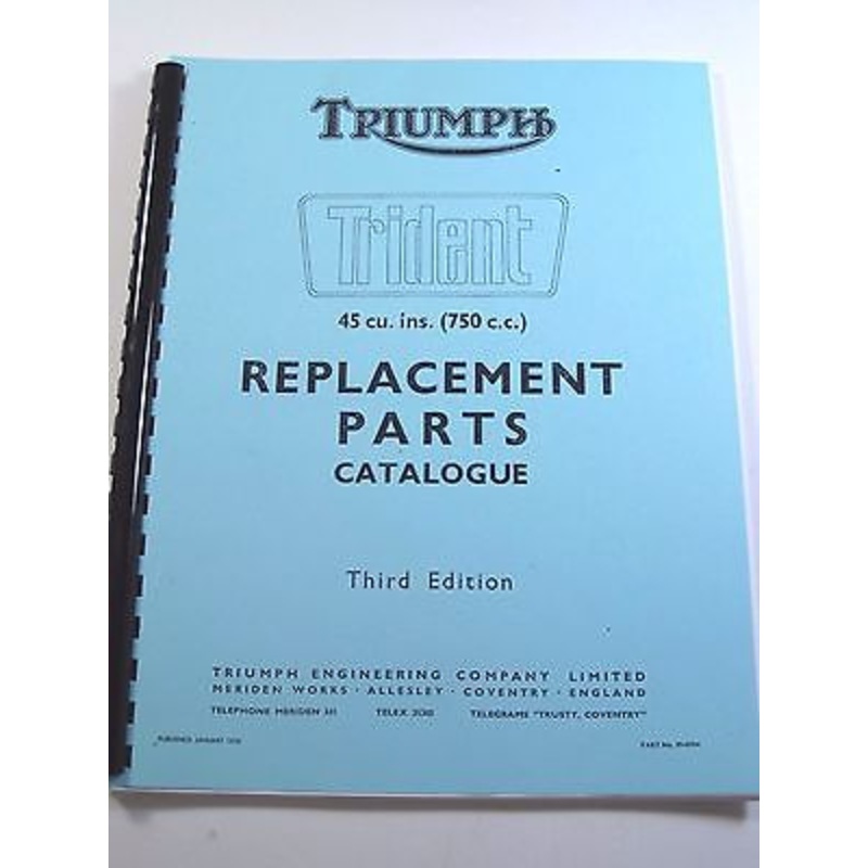Triumph Trident Model T150 Replacement Parts Catalog book 1970 99-0904