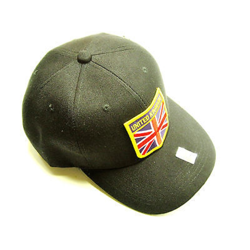 Union Jack Emblem Hat baseball cap motorcycle patch black ballcap United Kingdom
