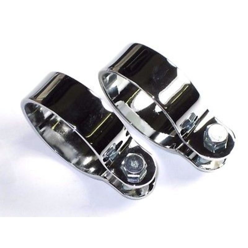 TRIUMPH NORTON BSA 1 3/4 motorcycle exhaust muffler CLAMPS Chrome clamp set