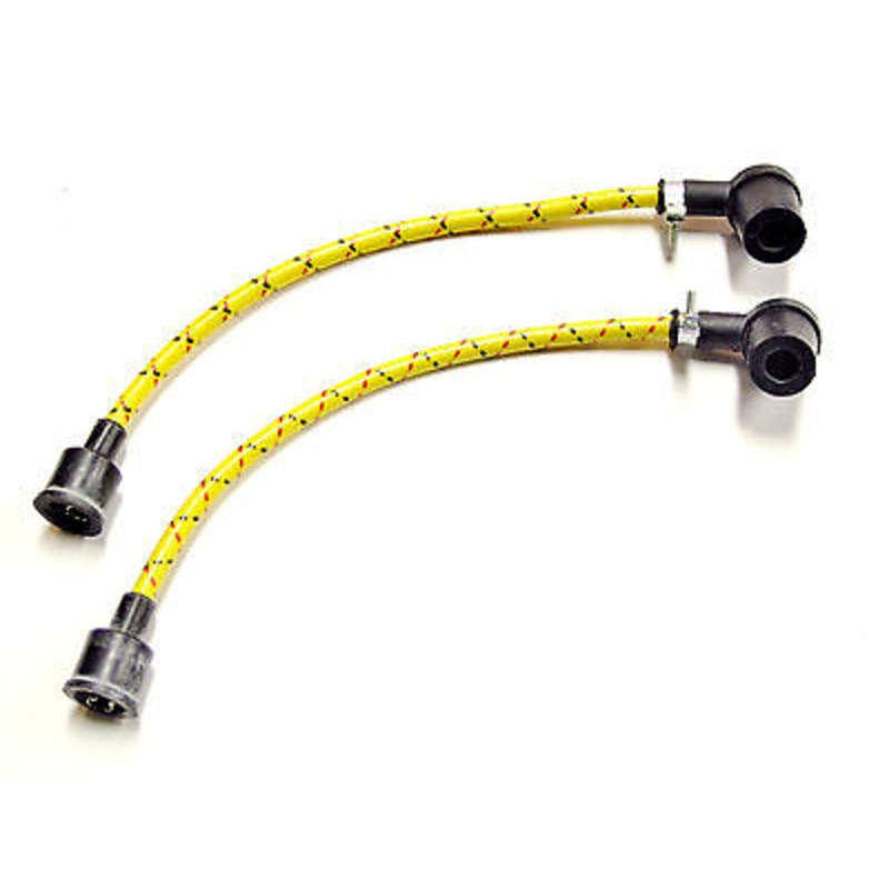 Yellow Spark Plug Wires woven cloth wire set Triumph T120 TR6 T100 650 500 10