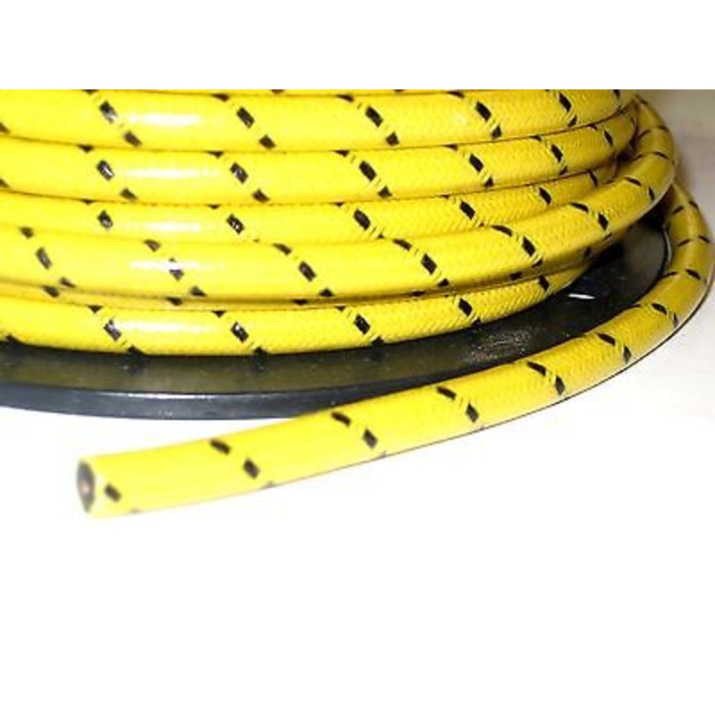 Yellow woven cotton covered Spark Plug Wire 7mm stranded copper Core By The Foot