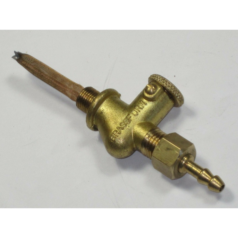 Brass push pull petcock Petrol tap 1/8 GAS x 7/16 outlet with filter BSA AJS