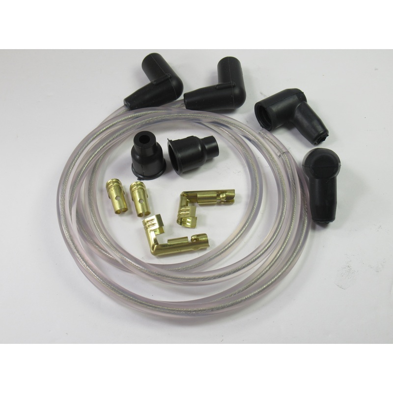 Clear ignition wire set for twin cut at 28 copper core spark plug wires Triumph
