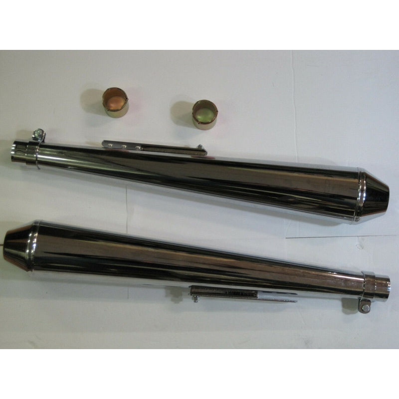 Dunstall reverse cone mufflers 26 long 1 3/4 -13/8 Norton Triumph cafe racer