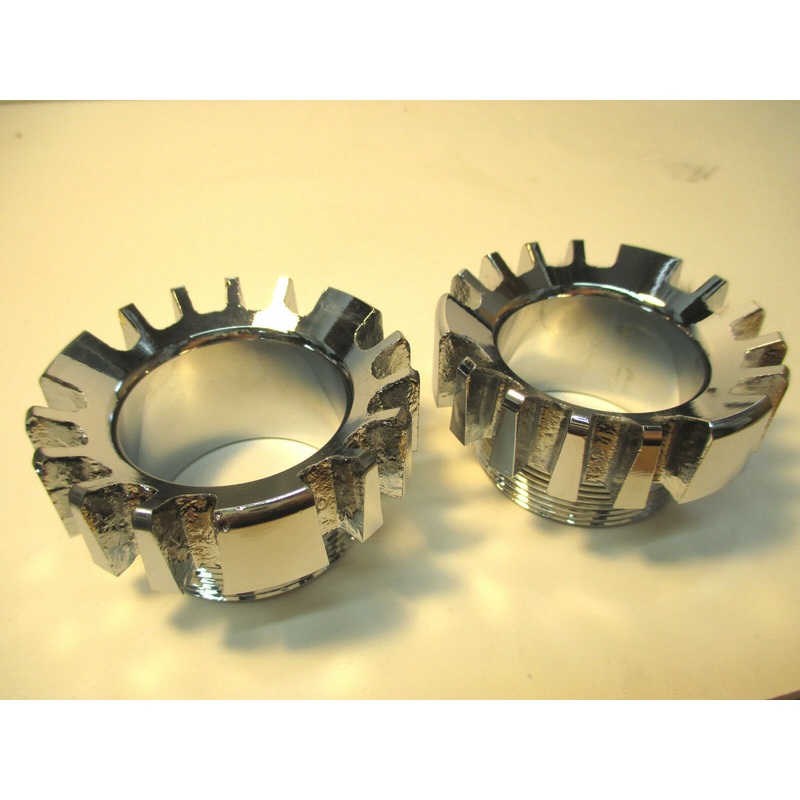2 Exhaust pipe nuts Norton Commando 850 MK2 MK3 long threads 06-3555 lockring