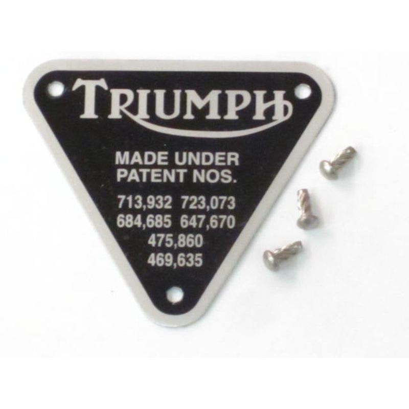 70-4016 60-1802 70-4016 PATENT PLATE TRIUMPH unit 650CC w rivets