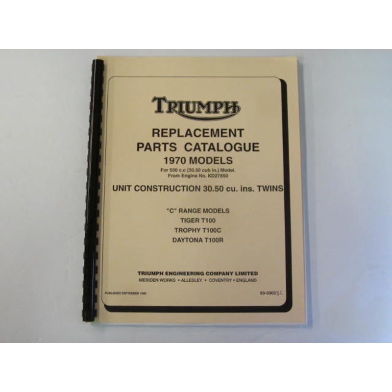 99-0903 Triumph parts book 1970 500 unit twin tiger trophy daytona