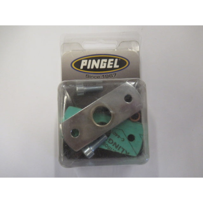 Adapter plate petcock to tank w 3/8 NPT 1.968 / 50mm bolt centers / For Pingel