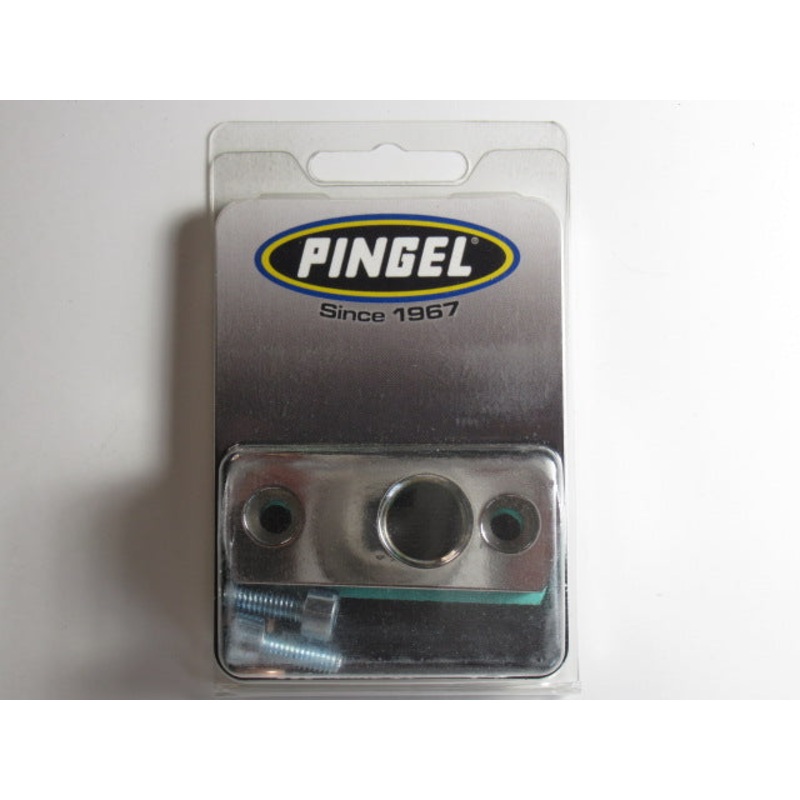 Adapter plate petcock to tank w offset 3/8 NPT / 44mm bolt centers / For Pingel