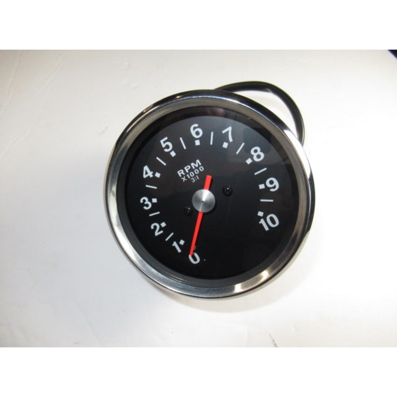 Tach gage tachometer 3:1 ratio black face 0 to 10 smiths