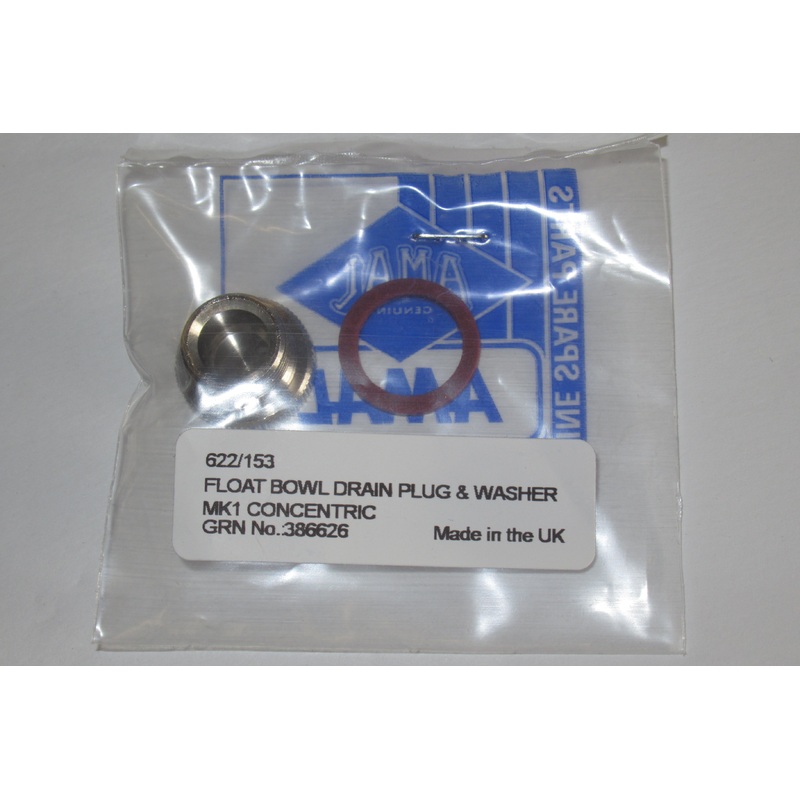 1 Screw plug & washer Amal concentric float bowl 622/155 622/151 chrome