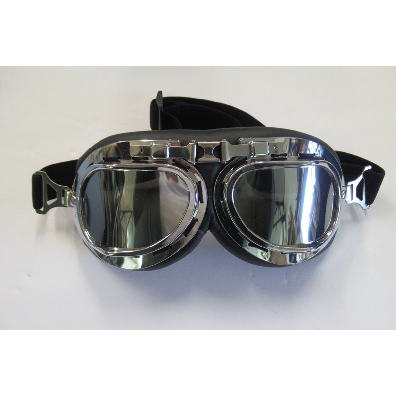 Goggles chrome motorcycle Auto Uk style classic goggle curved lens