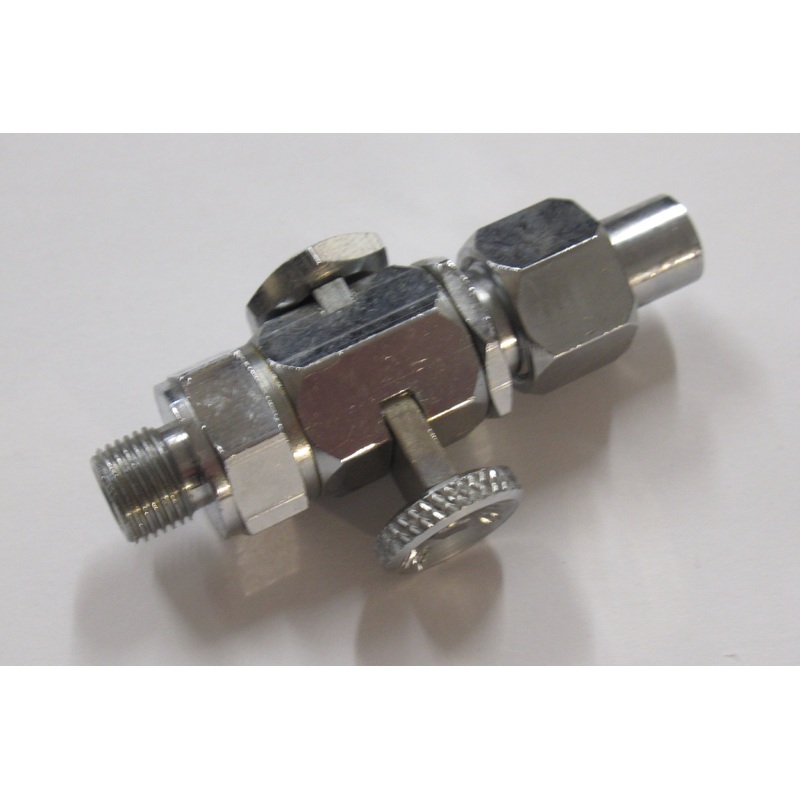 Hex chrome petcock 1950s Triumph BSA PETROL TAP 1/4 X 1/4 GAS push pull