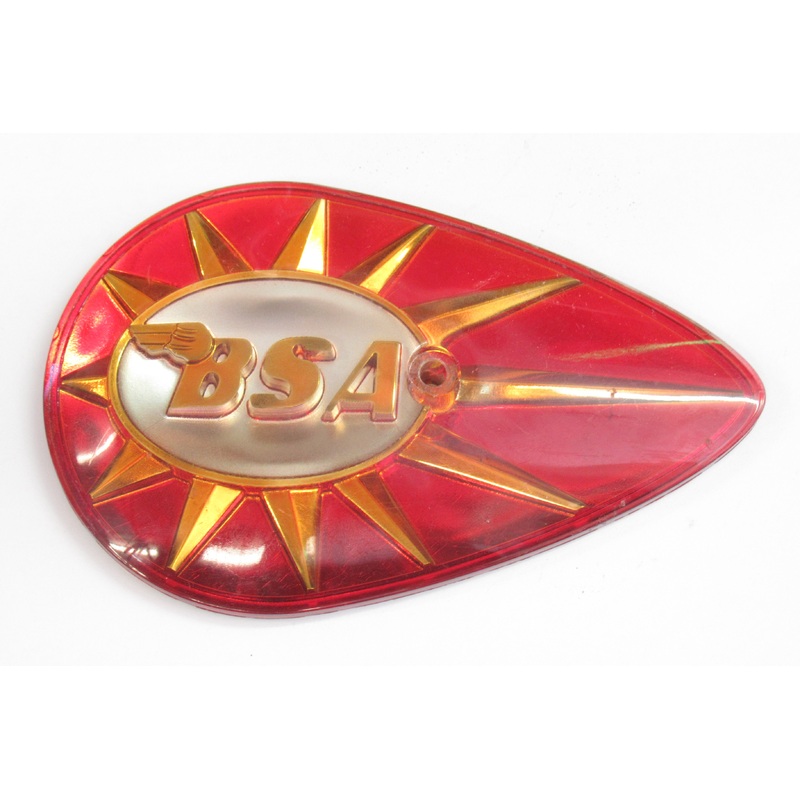 BSA red gold tank badge left side