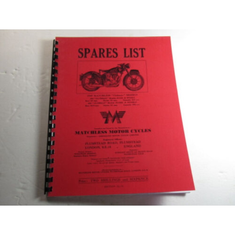 Matchless Motorcycle parts book 1949 clubman model 49 G3L
