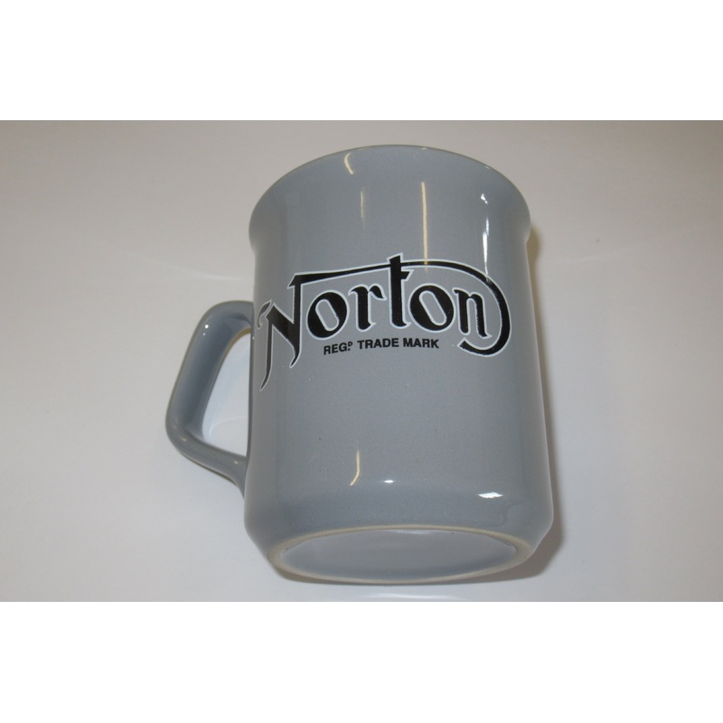 Norton Mug 10oz coffee cup ceramic motorcycle Black Logo on Gray UK Made