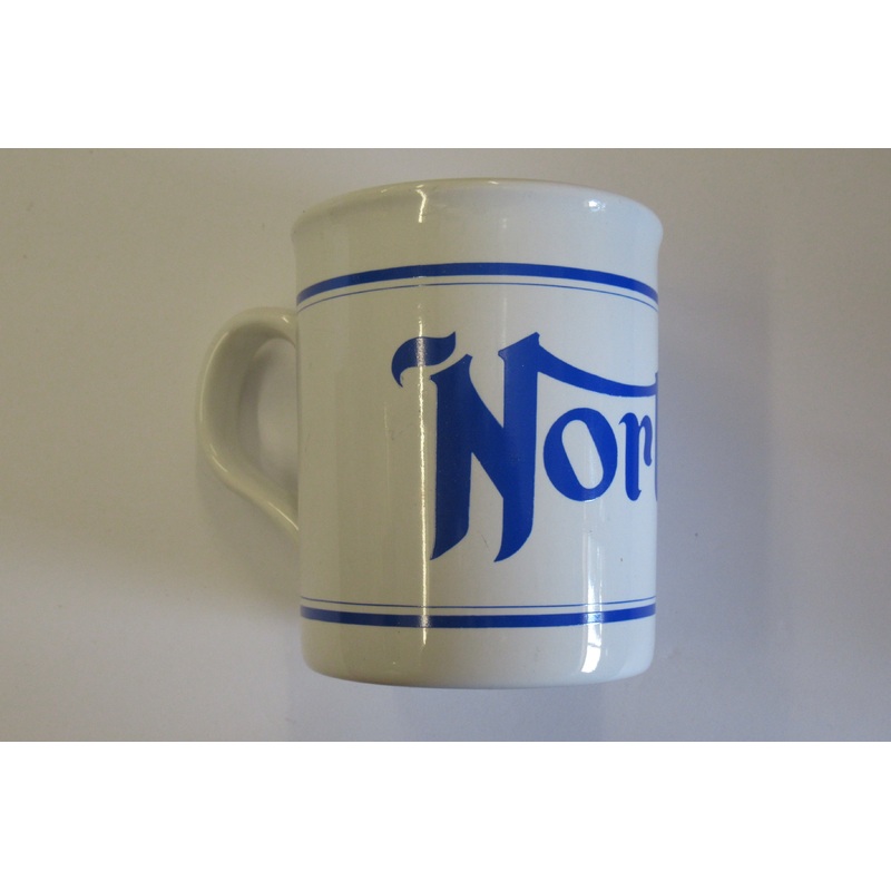 Norton Mug 10oz coffee cup ceramic motorcycle Commando Blue logo white UK Made