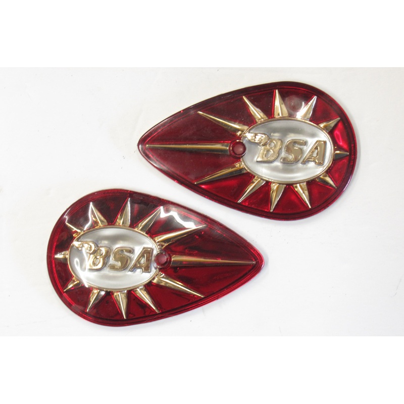 BSA tank badge set tear drop pear emblem UK made High Quality Red gold