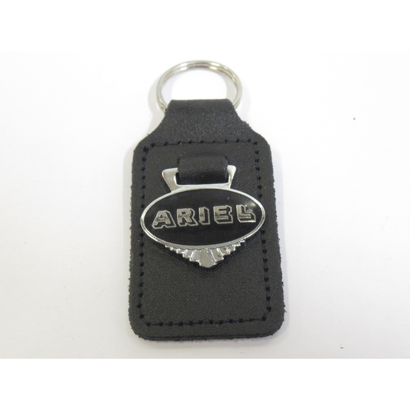 vintage Ariel key ring fob chain motorcycle black badge UK Made smooth leather holder