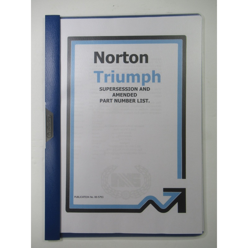 00-5753 Norton Triumph Supersession and amended part number list book manual UK Made