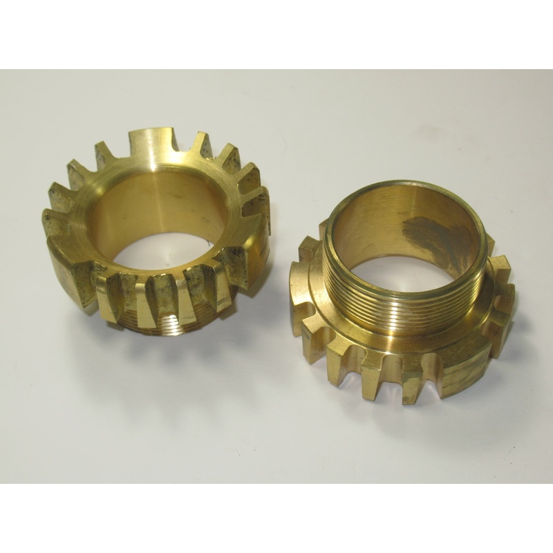 2 Exhaust pipe nuts BRASS Norton Commando 850 MK2 MK3 long threads 06-3555/1 lockring