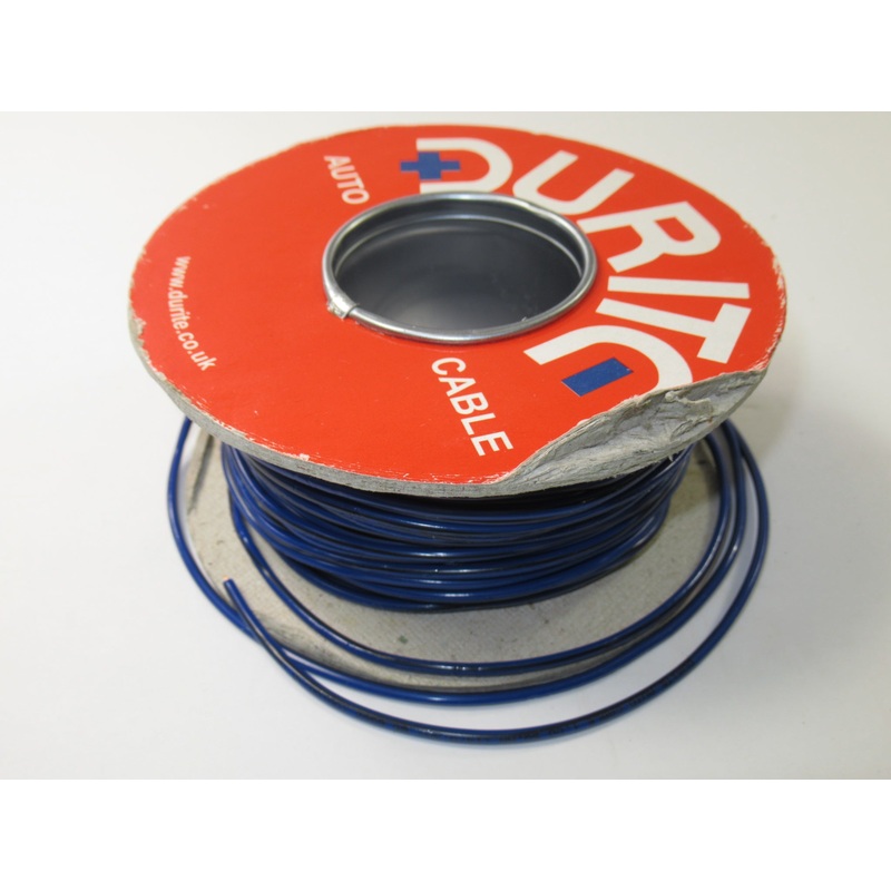 Lucas wire by the foot, 1 foot of Blue wire with a Black stripe UK Made