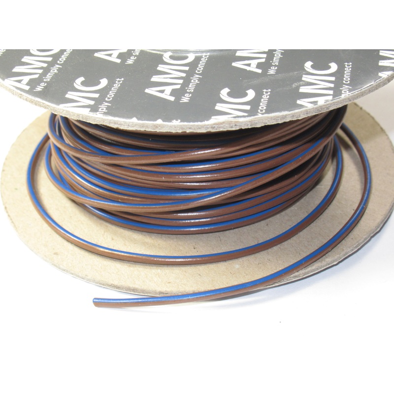 Lucas wire by the foot, 1 foot of Brown wire with a Blue stripe UK Made