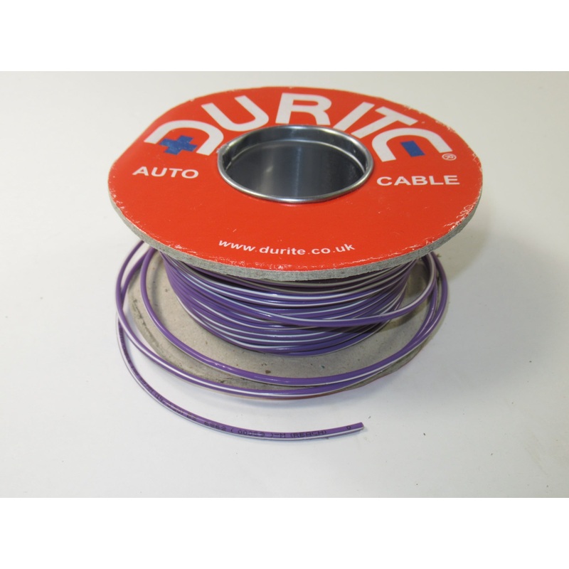 Lucas wire by the foot, 1 foot of Purple wire with a white stripe UK Made