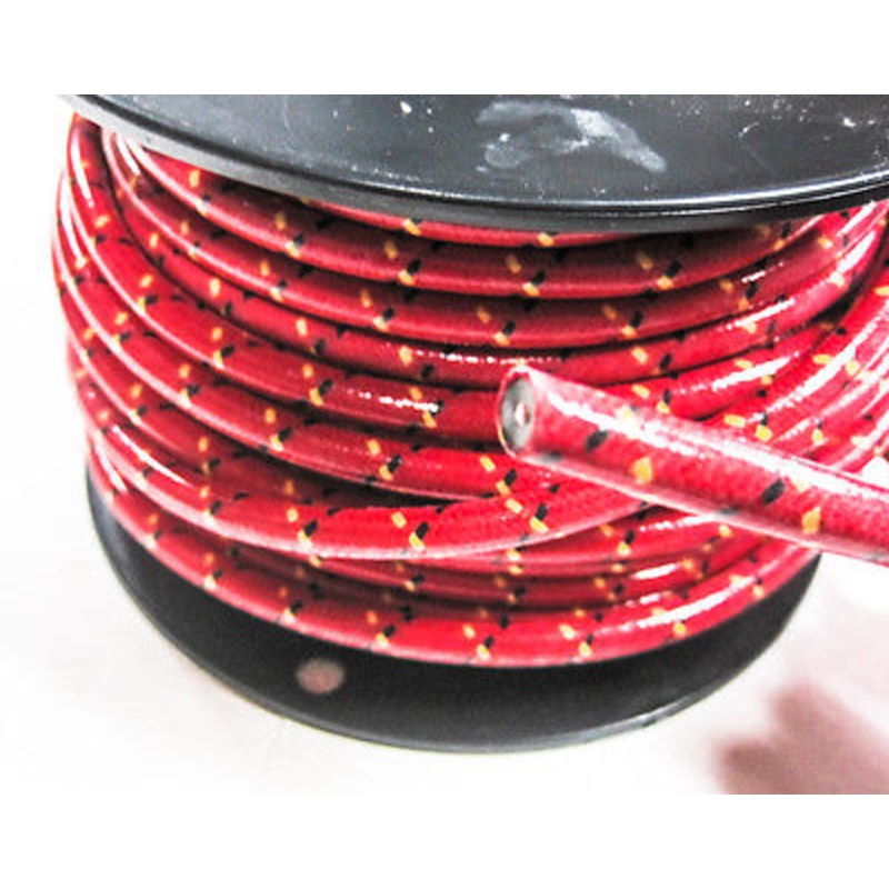100′ roll Red woven cotton covered Spark Plug Wire 7mm stranded copper Core