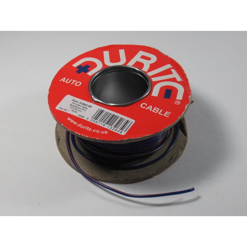 Lucas wire by the foot, 1 foot of Blue wire with Brown stripe UK Made