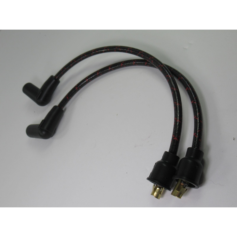 Copper Spark Plug Wires Triumph 6T 1961 1962 pre-unit woven cloth wire set black w red
