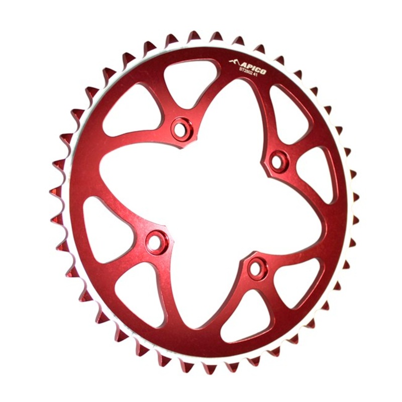 APICO REAR SPROCKET- 4 HOLE 520 GAUGE RED (CHOOSE SIZE)