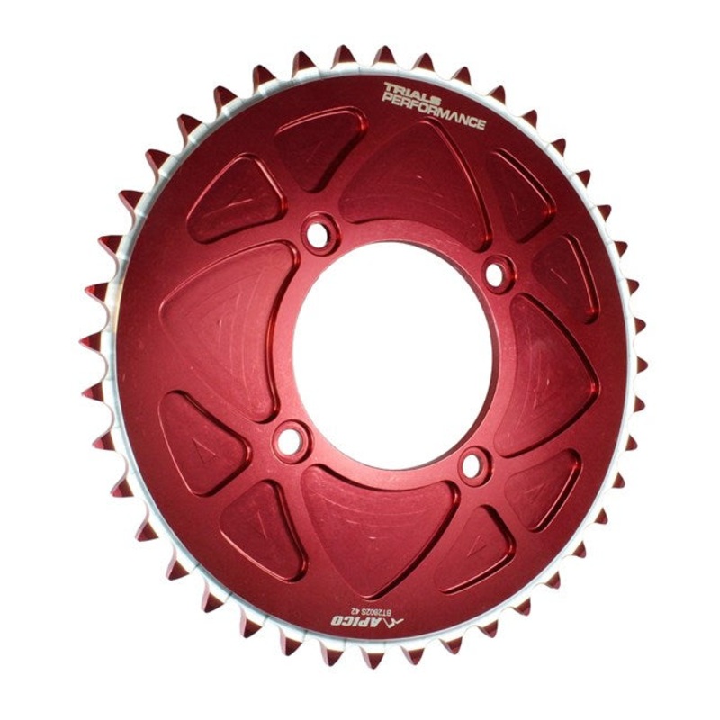 APICO SOLID REAR SPROCKET RED 4 HOLE 520 GAUGE (CHOOSE SIZE)